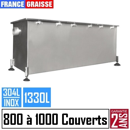 bac à graisse cave-extérieur 1000 couverts jour inox professionnel - 1330L